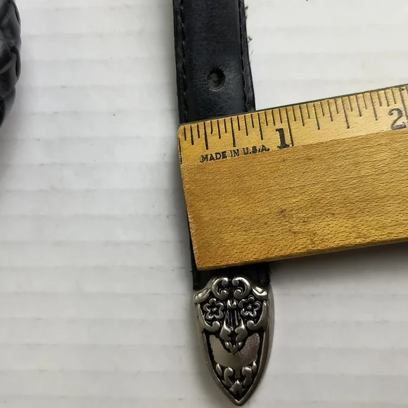 Woolrich Western Concho Black Braided Belt with Silver Buckle Size L - Picture 6 of 14